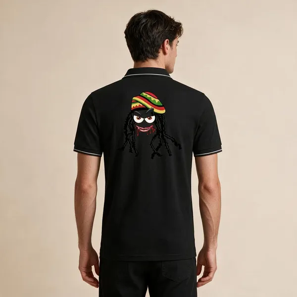 Black_Cotton_Blend_Regular_Fit_Cartoon_Graphic_Polo_T-Shirt_For_Unisex