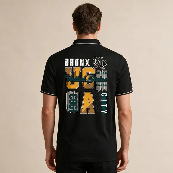 Black_Cotton_Blend_Graphic_Print_Polo_T-Shirt_For_Unisex