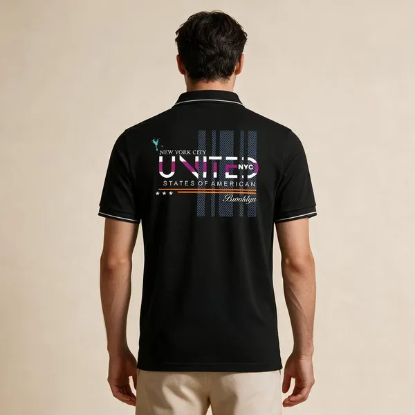 Black_Cotton_Blend_Short_Sleeve_Graphic_Polo_T-Shirt_For_Unisex