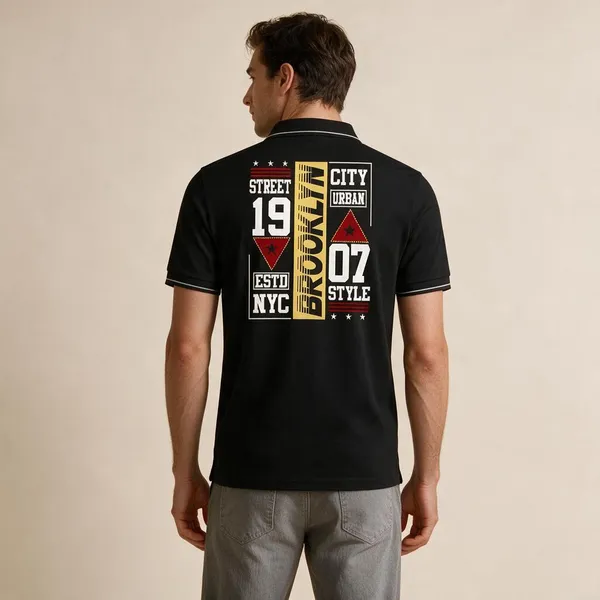 Black_Cotton_Blend_Urban_Graphic_Polo_T-Shirt_For_Unisex