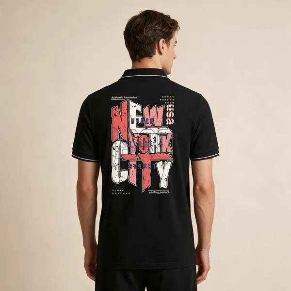 Black_Cotton_Blend_Urban_Graphic_Polo_T-Shirt_For_Unisex