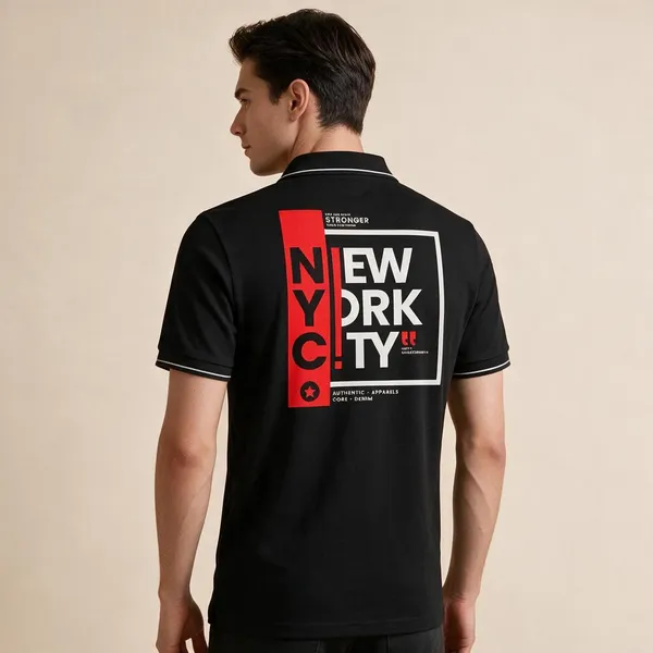 Black_Cotton_Blend_Casual_Nyc_Graphic_Polo_T-Shirt_For_Unisex