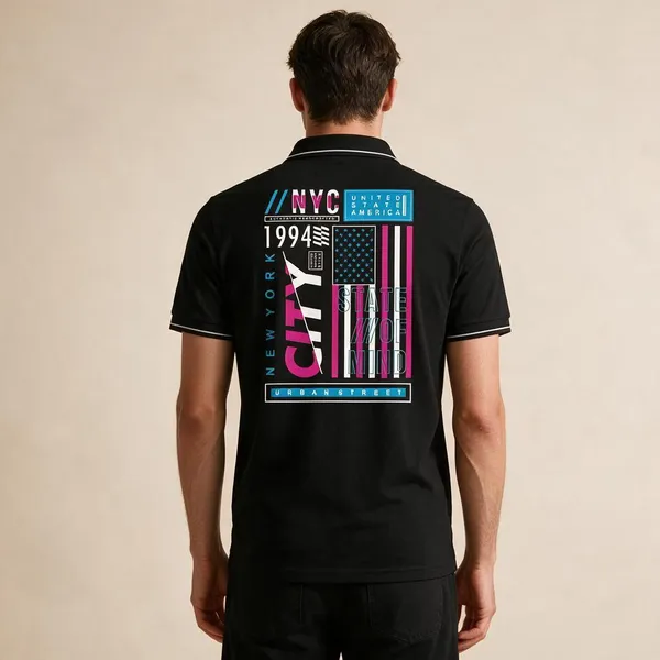 Black_Cotton_Blend_Casual_Urban_Graphic_Polo_T-Shirt_For_Unisex