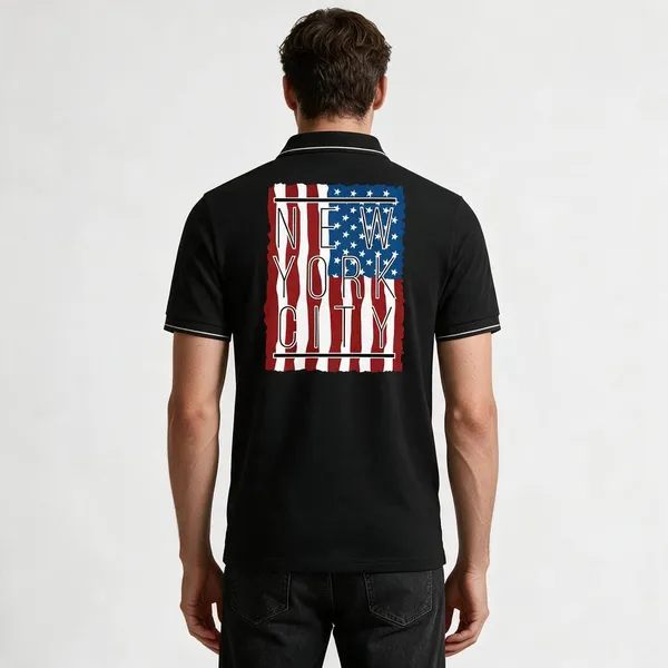 Black_Cotton_Blend_Casual_Nyc_Graphic_Polo_T-Shirt_For_Unisex