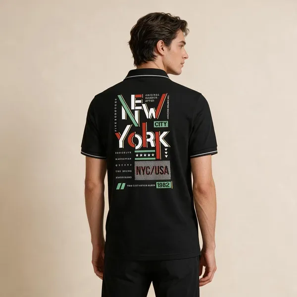 Black_Cotton_Blend_Regular_Fit_Nyc_Printed_Polo_T-Shirt_For_Unisex