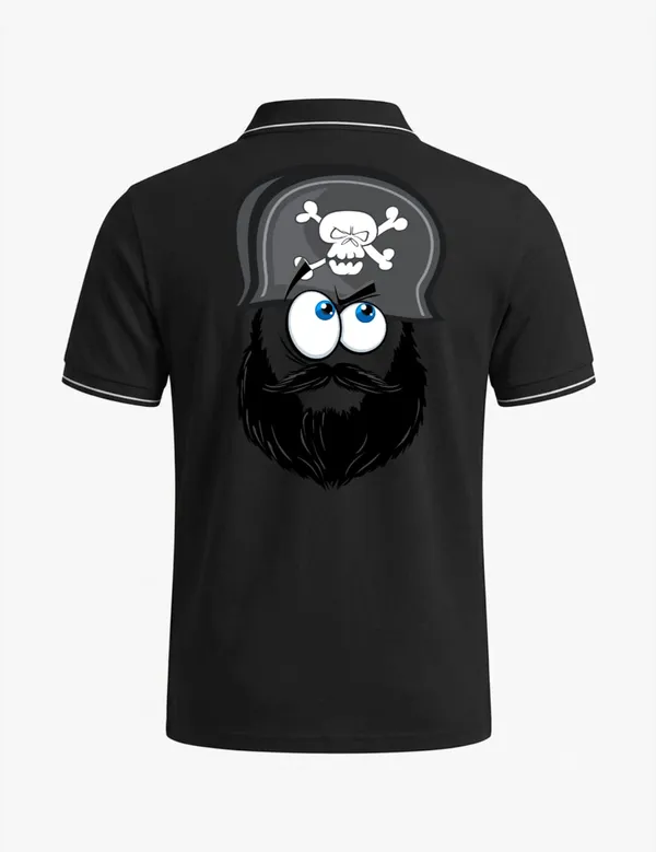 Black_Cotton-Polyester_Pirate_Graphic_Polo_T-Shirt_For_Unisex