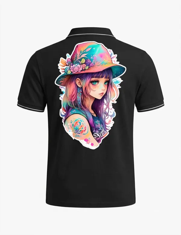 Black_Cotton_Blend_Printed_Regular_Fit_Polo_T-Shirt_For_Unisex