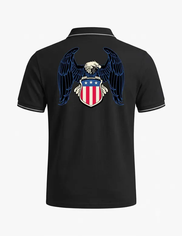 Black_Cotton-Polyester_Casual_Eagle_Shield_Graphic_Polo_T-Shirt_For_Unisex