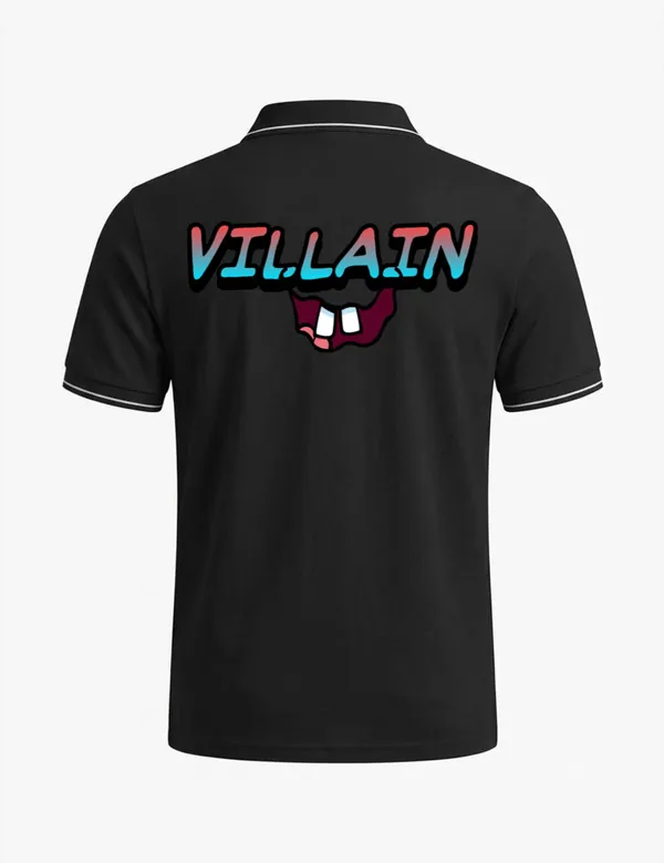 Black_Cotton-Polyester_Villain_Graphic_Polo_T-Shirt_For_Unisex