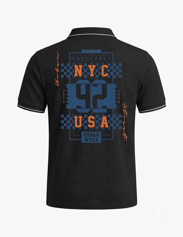 Black_Cotton_Blend_Graphic_Print_Polo_T-Shirt_For_Unisex