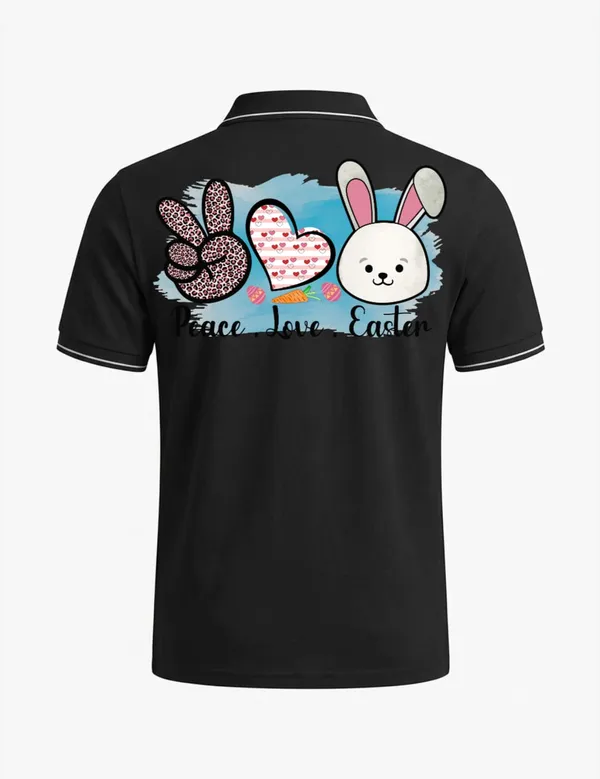 Black_Cotton-Polyester_Bunny_Graphic_Polo_T-Shirt_For_Unisex