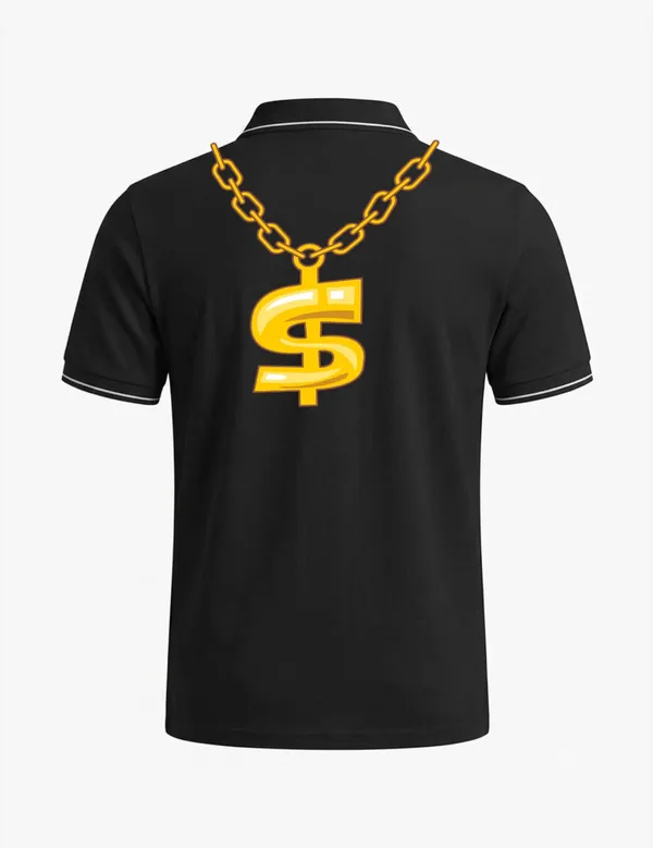 Black_Cotton_Blend_Regular_Fit_Chain_Dollar_Graphic_Polo_T-Shirt_For_Unisex