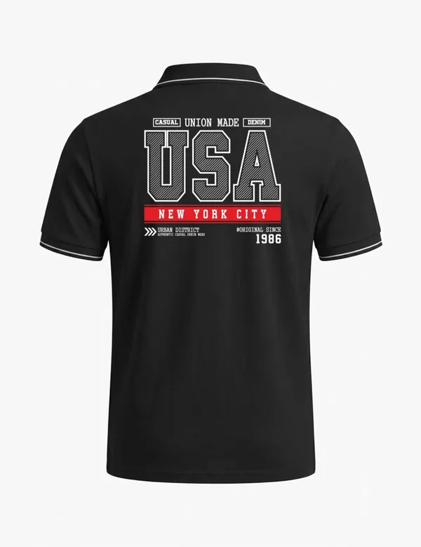 Black_Cotton_Blend_Graphic_Print_Polo_T-Shirt_For_Unisex