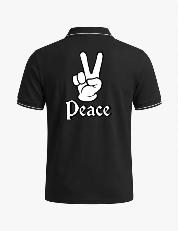 Black_Cotton_Blend_Peace_Hand_Graphic_Polo_T-Shirt_For_Unisex