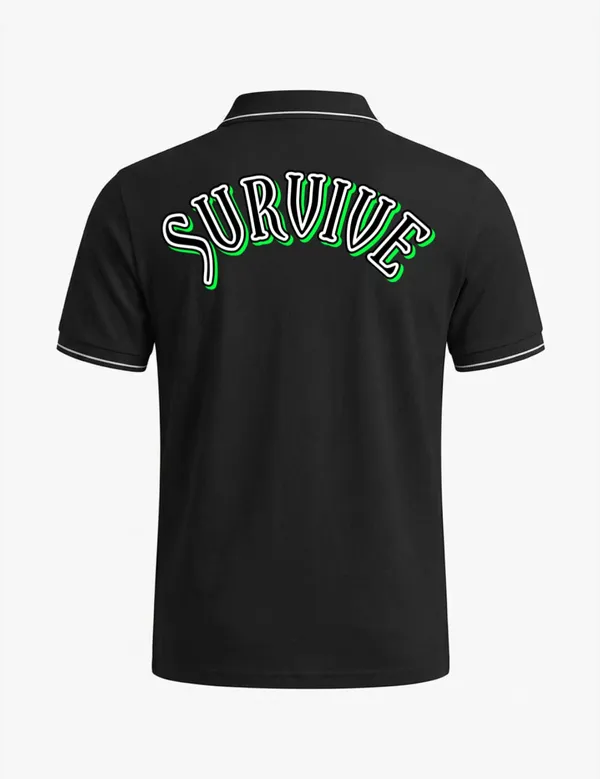 Black_Cotton_Blend_Survive_Graphic_Regular_Fit_Polo_T-Shirt_For_Unisex