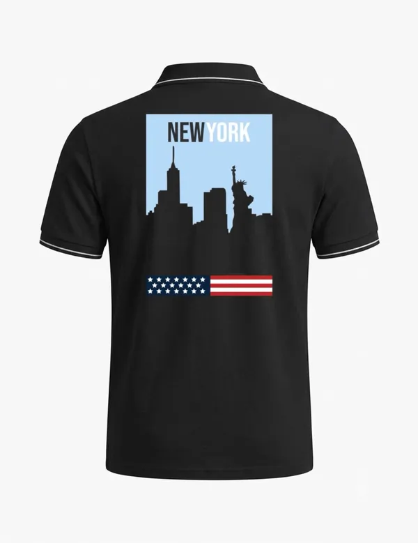 Black_Cotton_Blend_Casual_Graphic_Polo_T-Shirt_For_Unisex