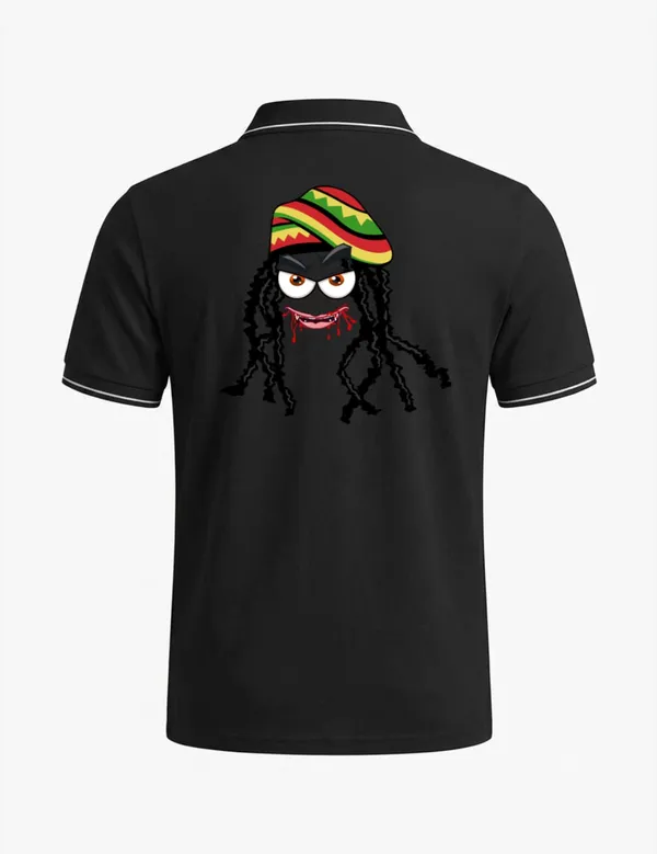 Black_Cotton_Blend_Regular_Fit_Cartoon_Graphic_Polo_T-Shirt_For_Unisex