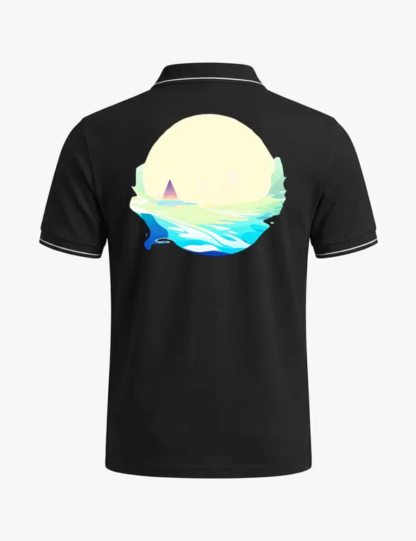 Black_Cotton_Blend_Regular_Fit_Sunset_Graphic_Polo_T-Shirt_For_Unisex