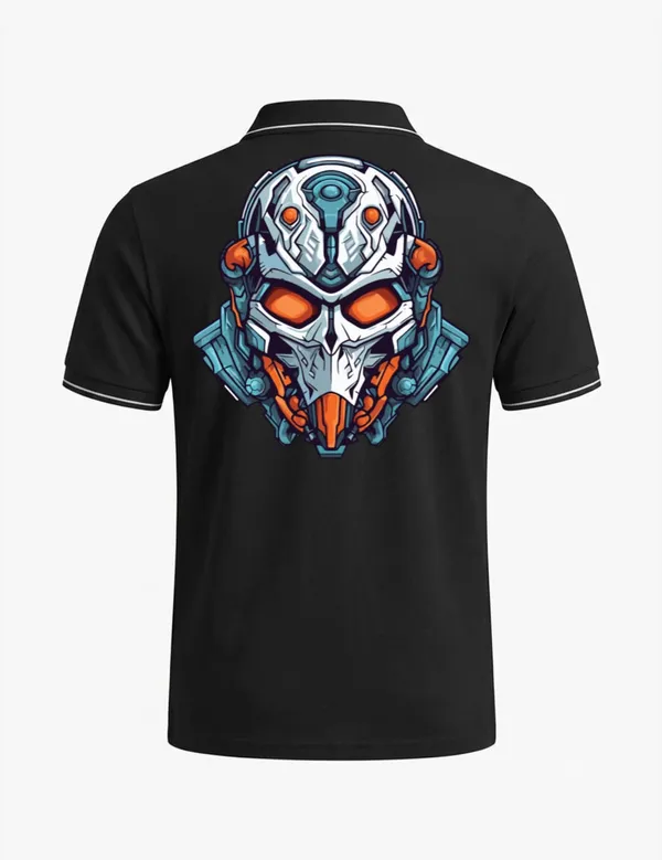 Black_Cotton_Blend_Robot_Graphic_Polo_T-Shirt_For_Unisex