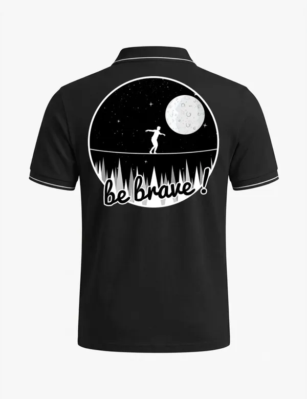 Black_Cotton-Polyester_Slogan_Print_Polo_T-Shirt_For_Unisex