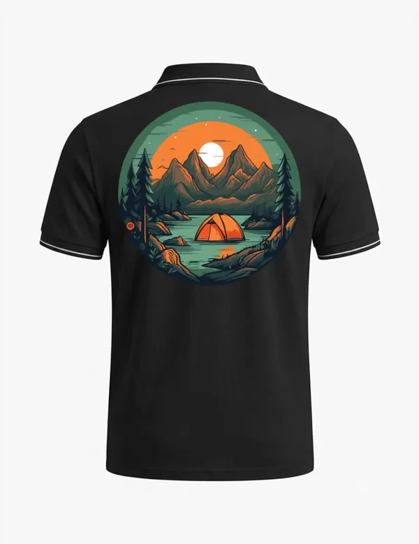 Black_Cotton_Blend_Camping_Graphic_Polo_T-Shirt_For_Unisex