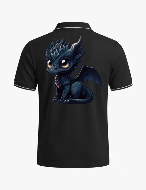 Black_Cotton_Blend_Graphic_Polo_T-Shirt_For_Unisex
