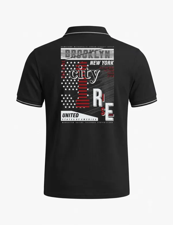 Black_Cotton_Blend_Graphic_Print_Polo_T-Shirt_For_Unisex