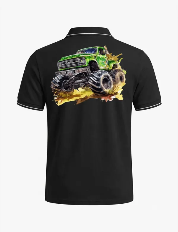 Black_Cotton_Blend_Monster_Truck_Graphic_Polo_T-Shirt_For_Unisex