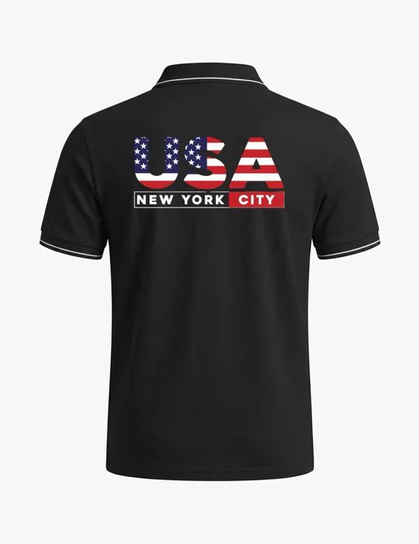 Black_Cotton_Blend_Casual_Graphic_Polo_T-Shirt_For_Unisex