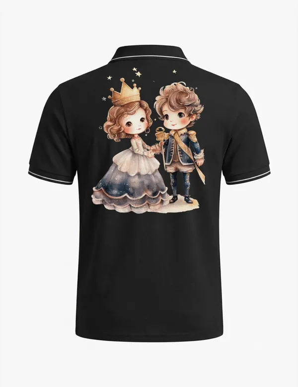 Black_Cotton_Blend_Regular_Fit_Prince_Princess_Graphic_Polo_T-Shirt_For_Unisex