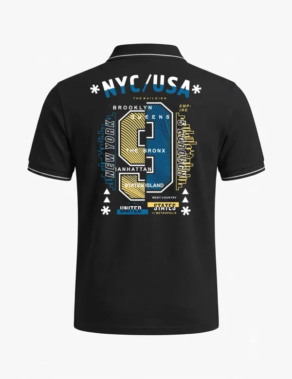 Black_Cotton_Blend_City_Graphic_Polo_T-Shirt_For_Unisex