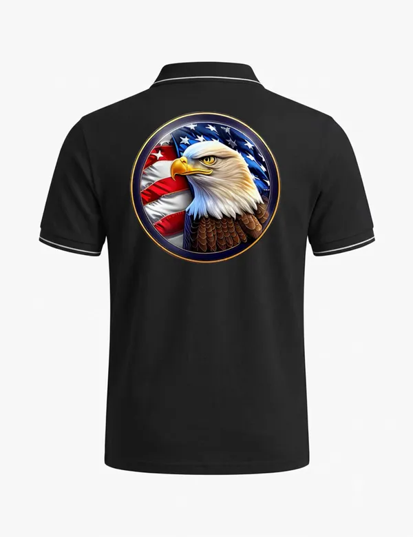 Black_Cotton-Polyester_Regular_Fit_Eagle_Printed_Polo_T-Shirt_For_Unisex