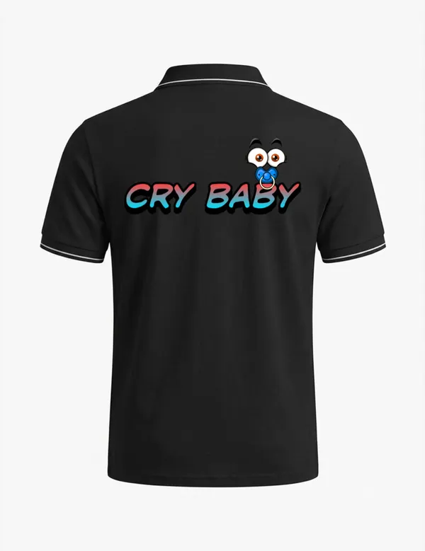 Black_Cotton_Blend_Regular_Fit_Cry_Baby_Graphic_Polo_T-Shirt_For_Unisex