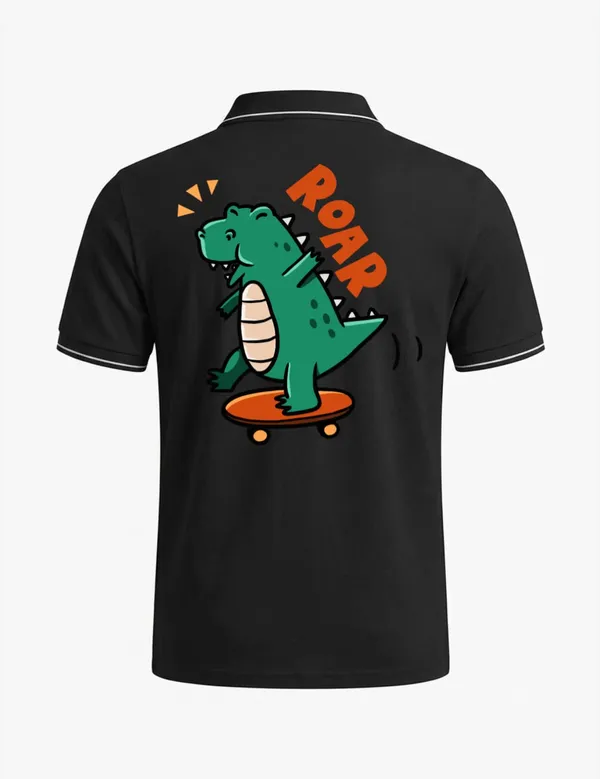 Black_Cotton_Blend_Casual_Dino_Skater_Graphic_Polo_T-Shirt_For_Boys