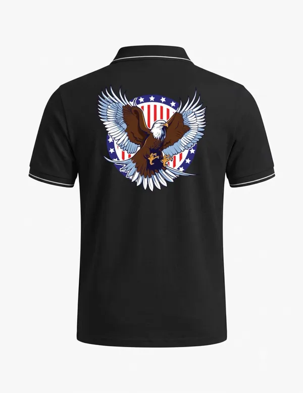 Black_Cotton_Blend_Short_Sleeve_Eagle_Graphic_Polo_T-Shirt_For_Unisex