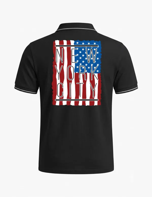 Black_Cotton_Blend_Casual_Nyc_Graphic_Polo_T-Shirt_For_Unisex