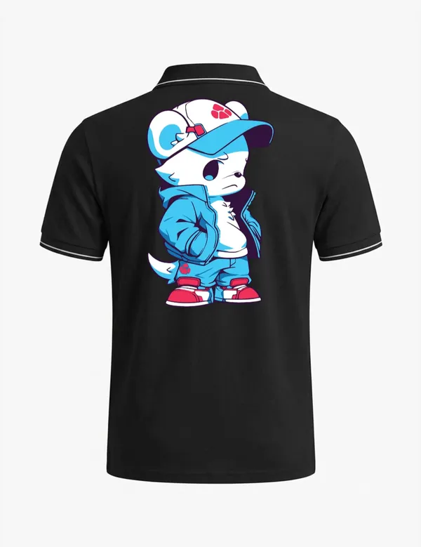 Black_Cotton_Blend_Printed_Polo_T-Shirt_For_Unisex