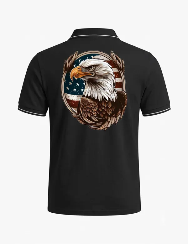 Black_Cotton-Polyester_Regular_Fit_Eagle_Printed_Polo_T-Shirt_For_Unisex