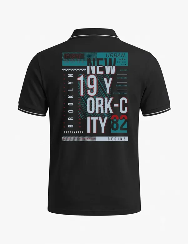 Black_Cotton_Blend_Urban_Graphic_Polo_T-Shirt_For_Unisex