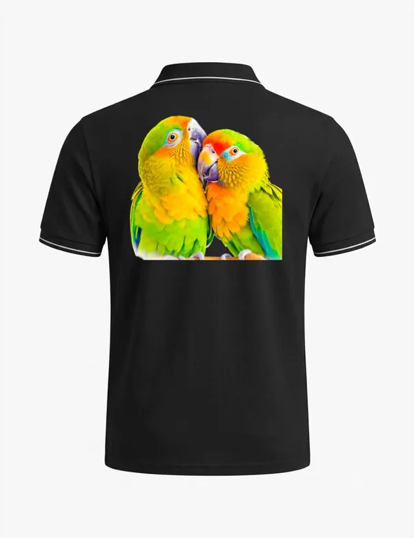 Black_Cotton-Polyester_Parrot_Graphic_Polo_T-Shirt_For_Unisex