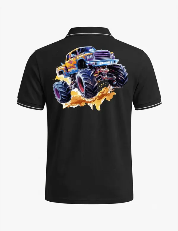 Black_Cotton_Blend_Monster_Truck_Graphic_Polo_T-Shirt_For_Unisex