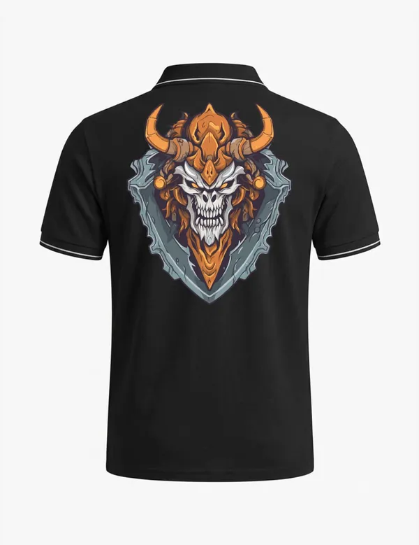 Black_Cotton_Blend_Casual_Skull_Graphic_Polo_T-Shirt_For_Unisex