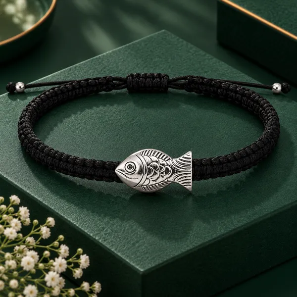 Black_Braided_Fish_Charm_Bracelet_for_Unisex