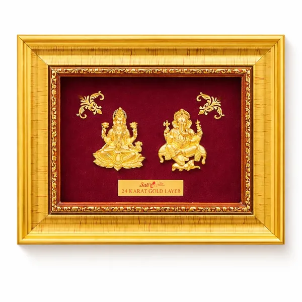 Gold_Layer_Traditional_Lakshmi_Ganesha_Framed_Idol_Set
