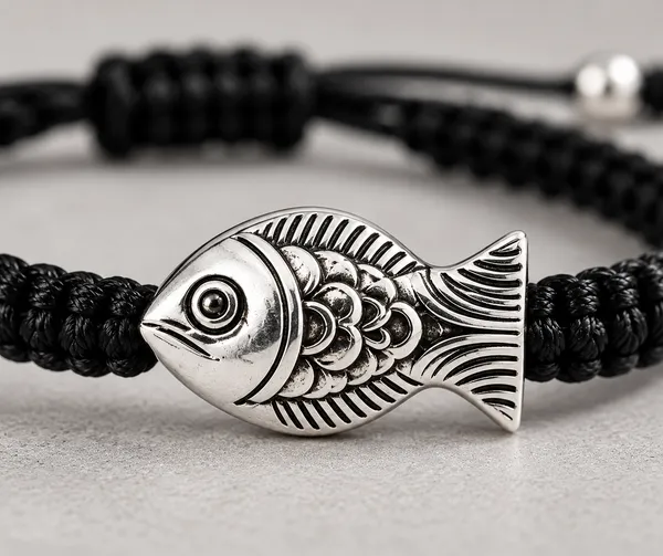 Black_Braided_Fish_Charm_Bracelet_for_Unisex
