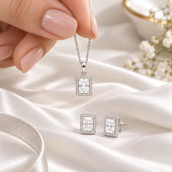Silver-Tone_Geometric_Necklace_And_Earrings_Set_for_Women