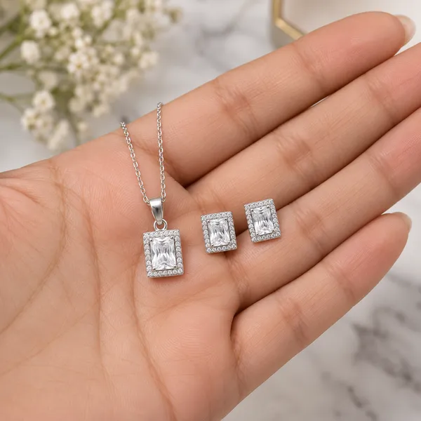 Silver-Tone_Geometric_Necklace_And_Earrings_Set_for_Women