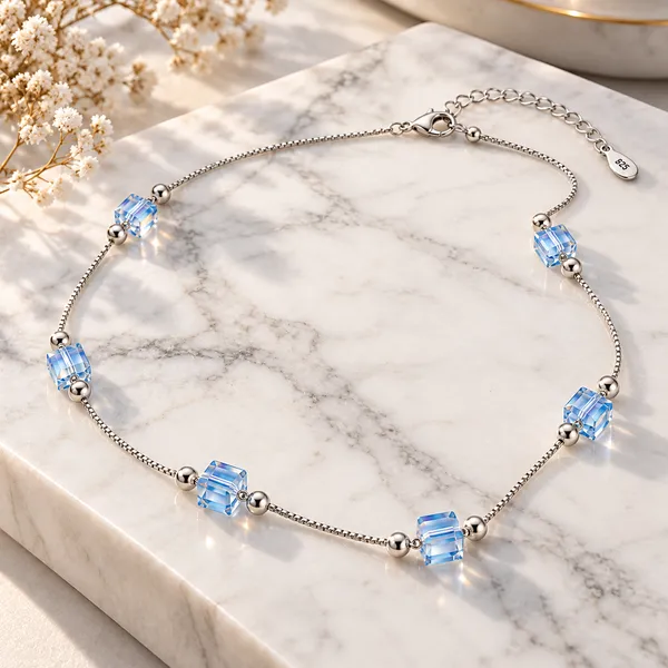 Silver_925_Blue_Cube_Beaded_Bracelet_for_All