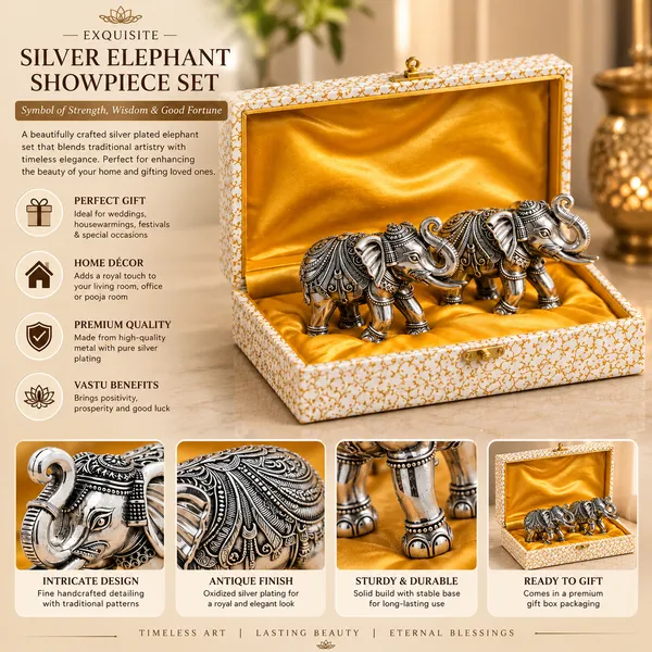 Silver-Tone_Traditional_Elephant_Figurine_Set