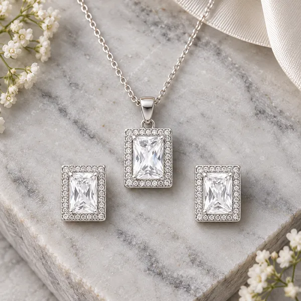 Silver-Tone_Geometric_Necklace_And_Earrings_Set_for_Women